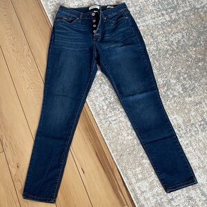 Nine West Dark Indigo High-Rise Skinny Jeans with Button-Fly